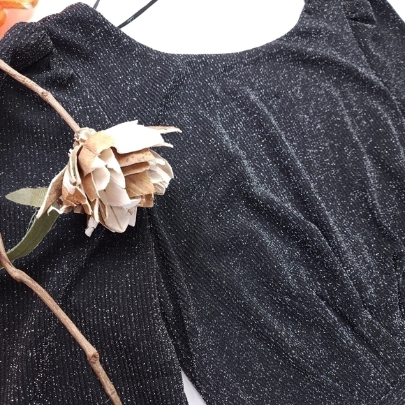 Lulu's Black Sparkle Rouged Low Back Dress Sz Xs - Picture 3 of 9